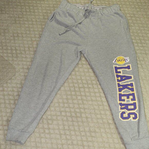 Vintage NBA Los Angeles Lakers Adult S Gray Drawstring Elastic Hems Sweatpants - Picture 1 of 7